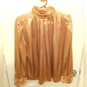 Vintage 80s gold Silk blouse